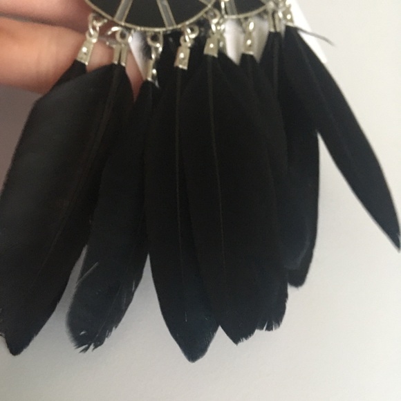 Native Style Black Feather Hook Dangle Earrings - Picture 4 of 7